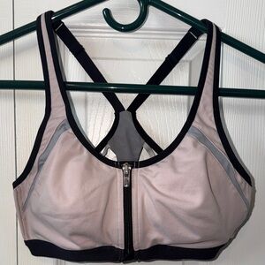 Victoria Sport Front-Zip Light Pink & Gray Sports Bra 34B